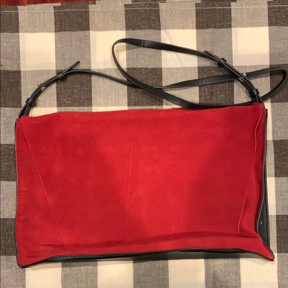 Zara Red and Black Shoulder Bag with Minimalist Design